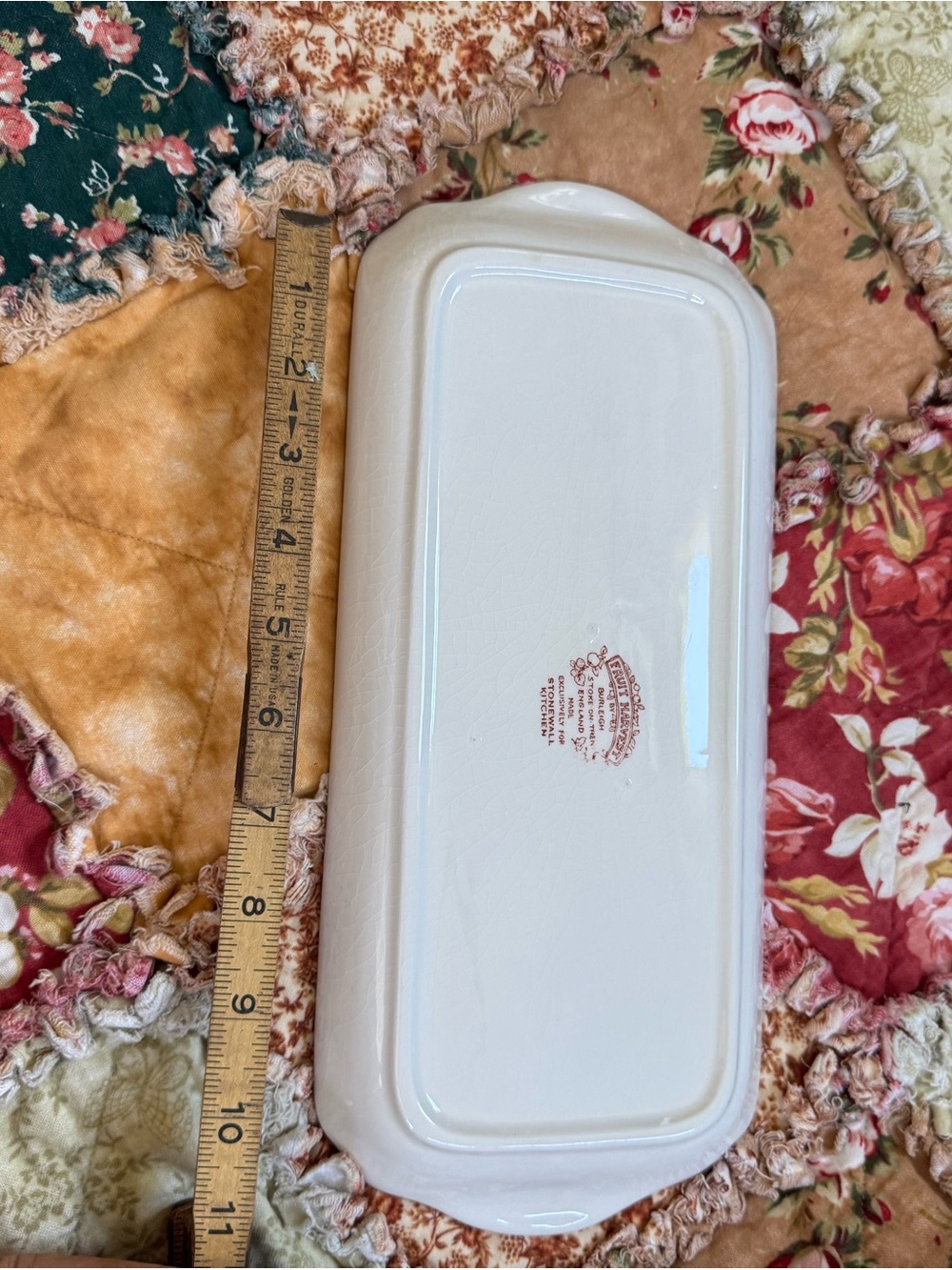 Ceramic Fruit-Pattern Rectangular Serve Platter — Red - Picture 3 of 6